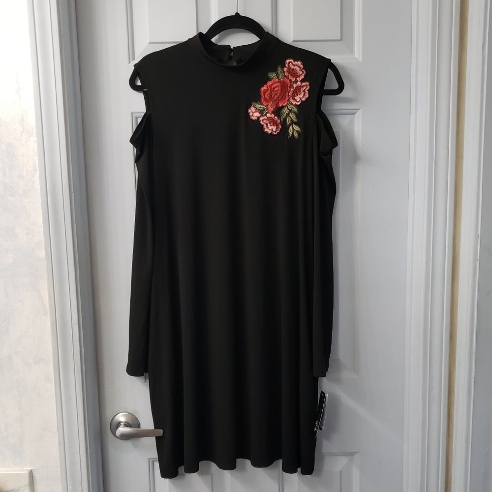 AGB cold shoulder dress with embroidery -- NWT